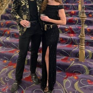 Primavera Couture Black Sequin 2 Piece Set